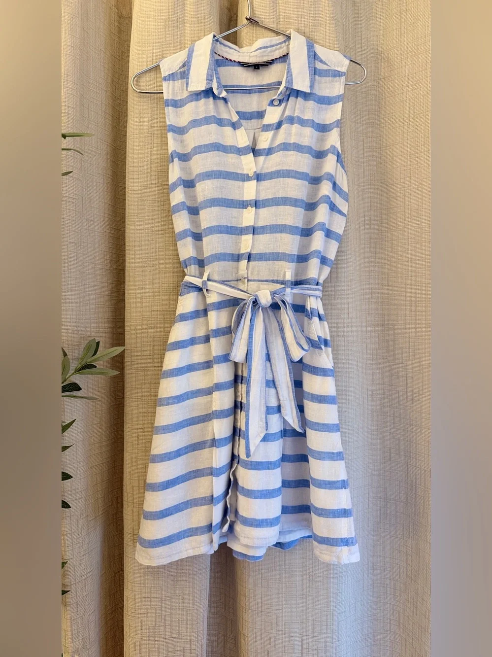 Tommy Hilfiger Women’s Sleeveless Blue & White Striped Summer Dress - Picture 1 of 15